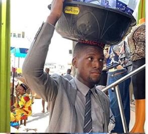 Pictures Of This Corporately Dressed Bottle Water Seller In Lagos Will Inspire You