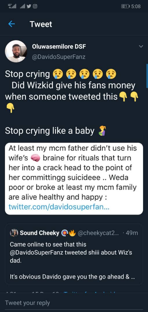 Davido Blasts Wizkid’s Fans Who Said His Mother Was Used For Rituals