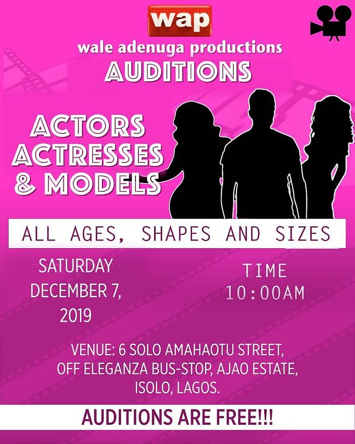 WAP Announces Open Auditions For A Huge Filming Project